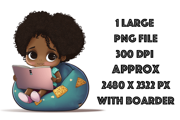 Black Girl on Bean Bag Reading: A Visual Story