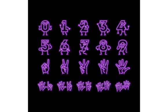 Cute Neon Glow Icons for Modern Design
