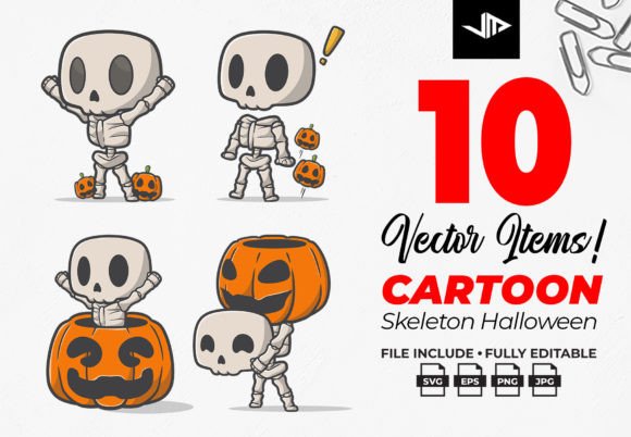 Cute Skeleton Halloween Cartoon: A Versatile Design Resource