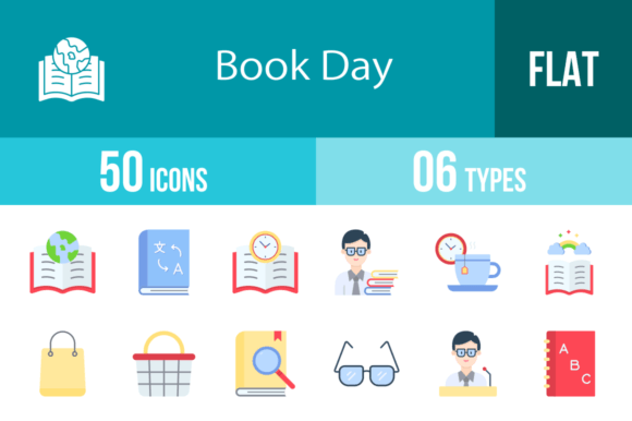 Enhancing Digital Storytelling with 50 Book Day Flat Multicolor Icons