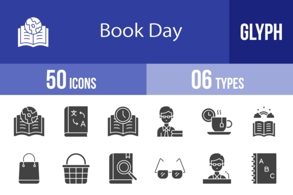 Enhancing Digital Storytelling with 50 Book Day Glyph Icons for Modern Design