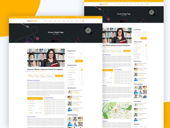 Evaluating the 22.ALL Study Education PSD Template for Modern Academic Web Design