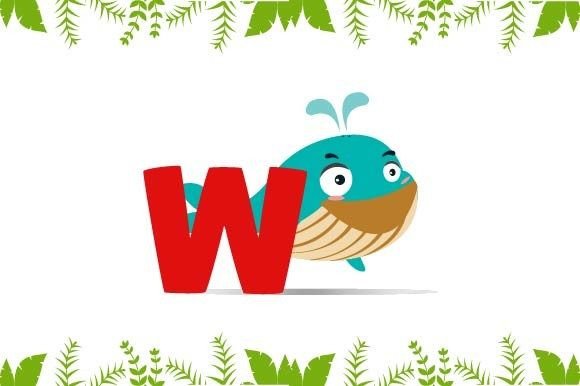 Evaluating the Alphabet Letter W with Cute Animal Icon for Educational and Commercial Design Projects