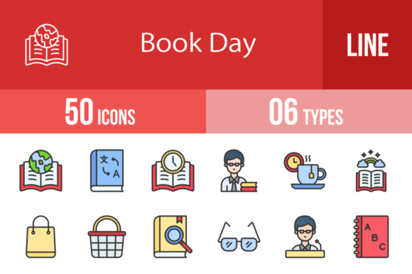 Maximizing Visual Impact with 50 Book Day Filled Line Icons for Modern Design Projects