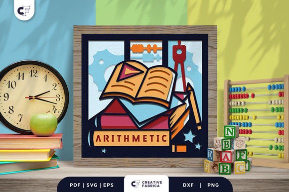 Stack of Arithmetic Books 3D Shadow Box: A Strategic Approach to Educational Art
